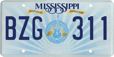 MS license plate BZG311