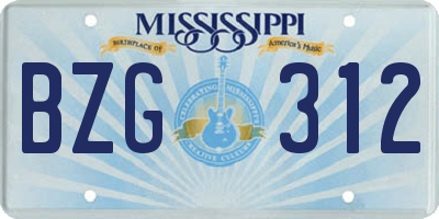 MS license plate BZG312