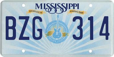MS license plate BZG314
