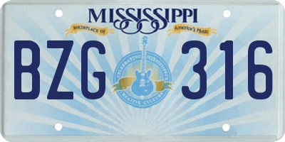 MS license plate BZG316
