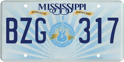 MS license plate BZG317