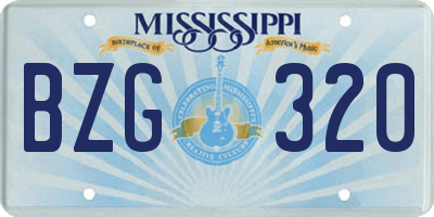 MS license plate BZG320