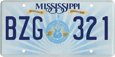 MS license plate BZG321