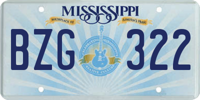 MS license plate BZG322