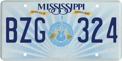 MS license plate BZG324