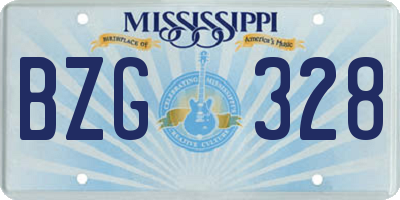 MS license plate BZG328
