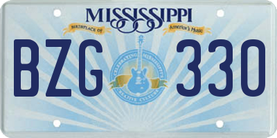 MS license plate BZG330