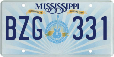 MS license plate BZG331