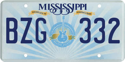 MS license plate BZG332