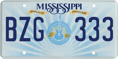 MS license plate BZG333