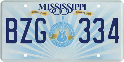 MS license plate BZG334
