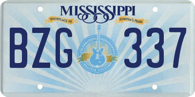 MS license plate BZG337