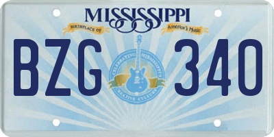 MS license plate BZG340