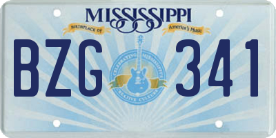 MS license plate BZG341