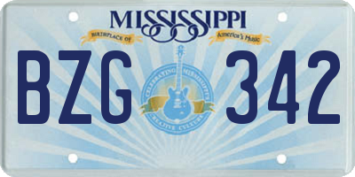 MS license plate BZG342