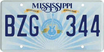 MS license plate BZG344