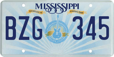 MS license plate BZG345