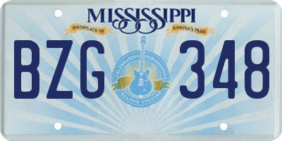 MS license plate BZG348