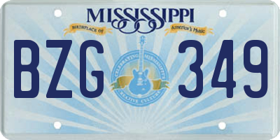 MS license plate BZG349