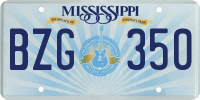 MS license plate BZG350