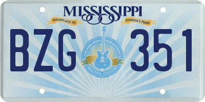 MS license plate BZG351