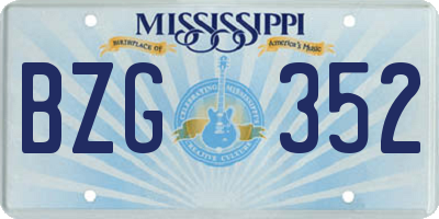 MS license plate BZG352