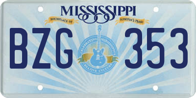 MS license plate BZG353