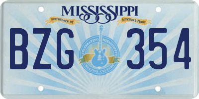 MS license plate BZG354