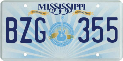 MS license plate BZG355