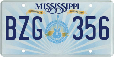 MS license plate BZG356