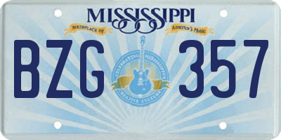 MS license plate BZG357