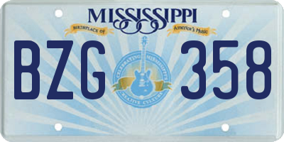 MS license plate BZG358