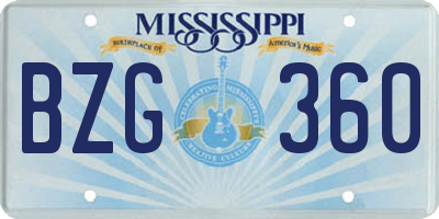 MS license plate BZG360
