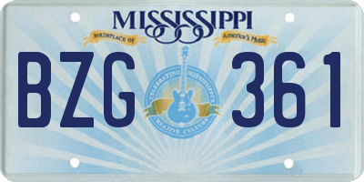 MS license plate BZG361
