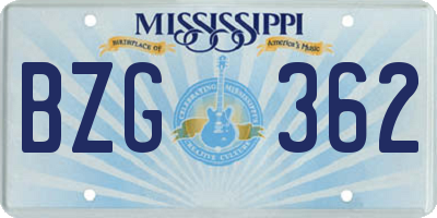 MS license plate BZG362