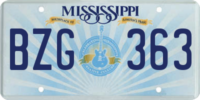 MS license plate BZG363