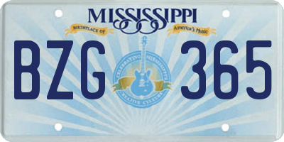 MS license plate BZG365