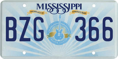 MS license plate BZG366