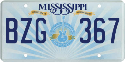 MS license plate BZG367