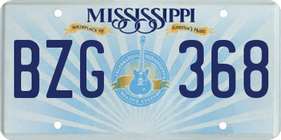 MS license plate BZG368