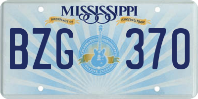 MS license plate BZG370