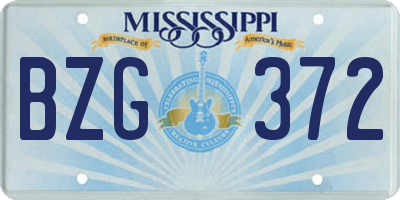 MS license plate BZG372