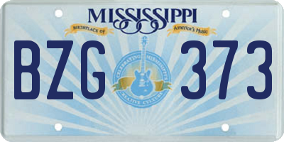 MS license plate BZG373