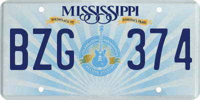 MS license plate BZG374