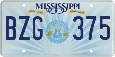 MS license plate BZG375