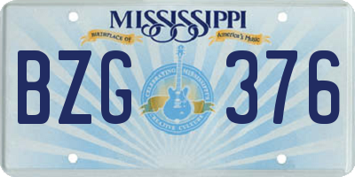MS license plate BZG376