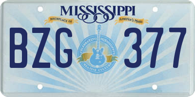 MS license plate BZG377