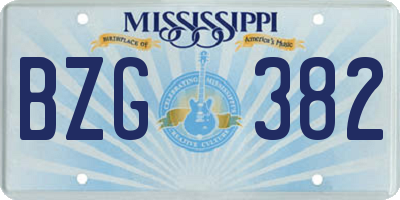 MS license plate BZG382