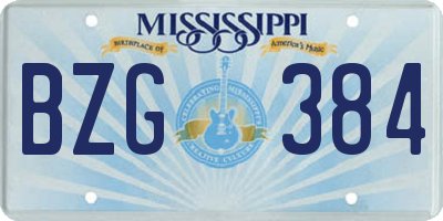 MS license plate BZG384