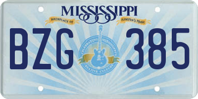 MS license plate BZG385
